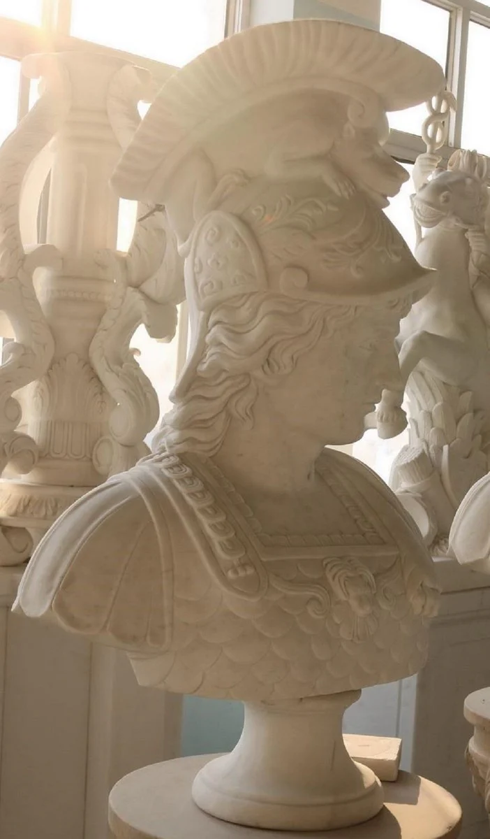 Casa Padrino busto de mármol Art Nouveau de lujo soldado romano blanco A. 90 cm