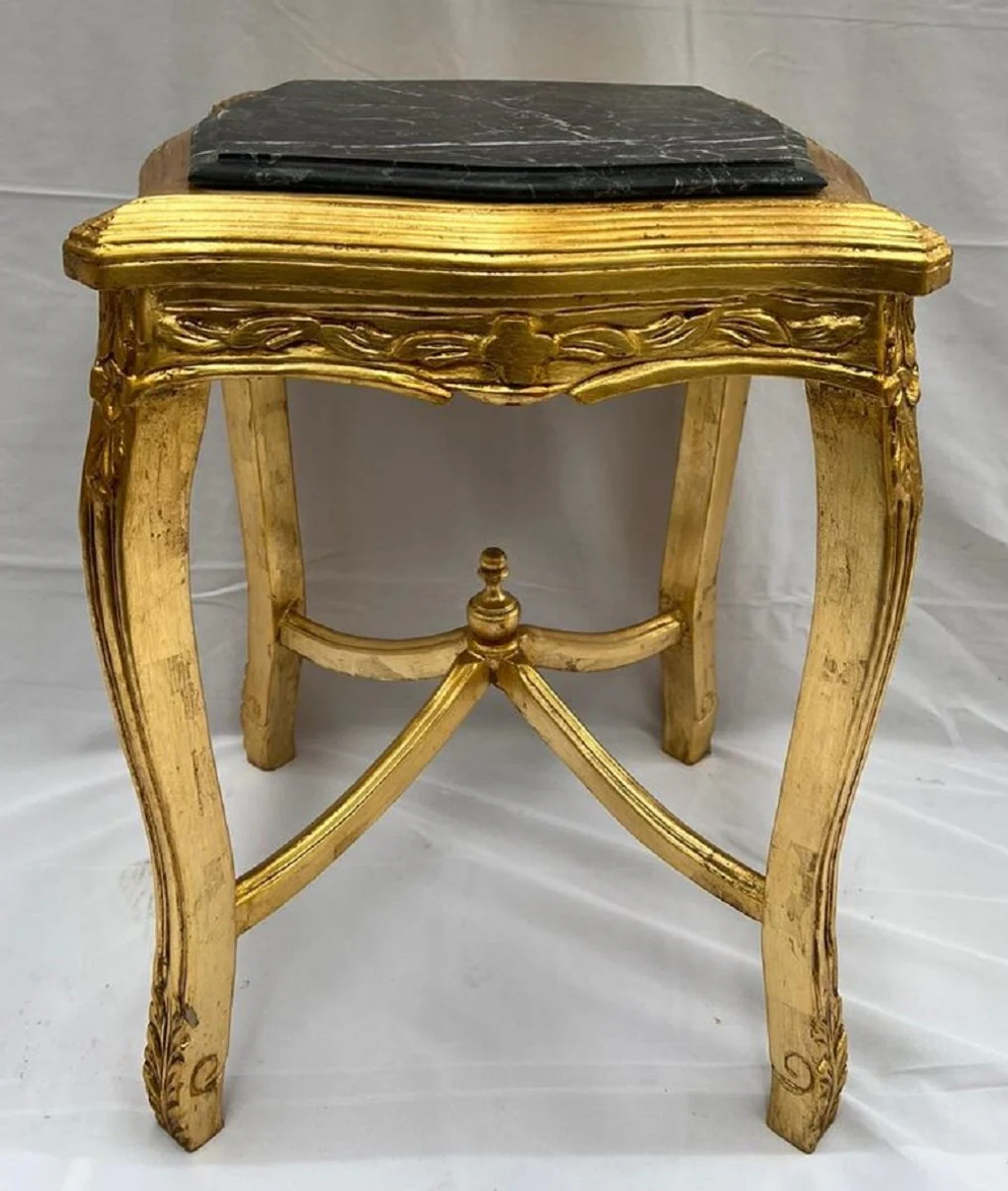Casa Padrino mesa auxiliar barroco oro antiguo / negro - Mesa de madera maciza de estilo antiguo hecha a mano con tapa de m¨¢rmol - Muebles de estilo antiguo - Muebles barrocos