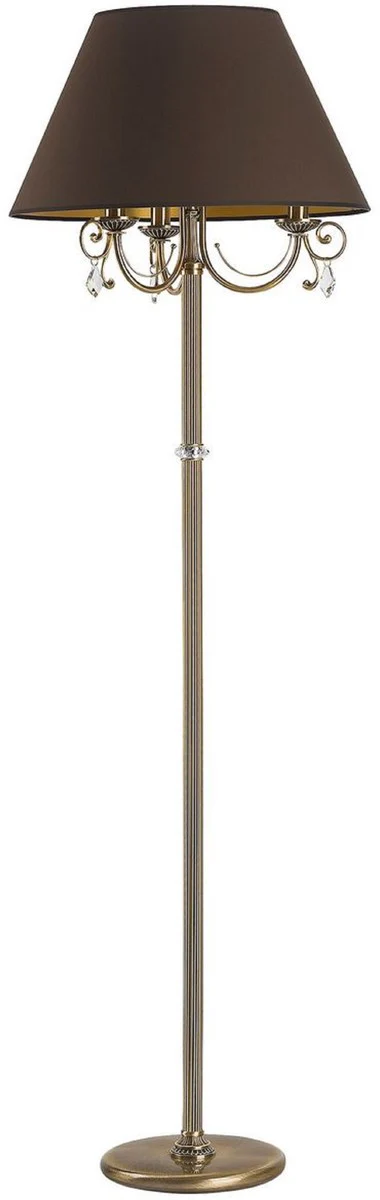 Casa Padrino l¨¢mpara de pie de cristal barroco de lujo lat¨®n con p¨¢tina / marr¨®n oscuro A. 172 cm