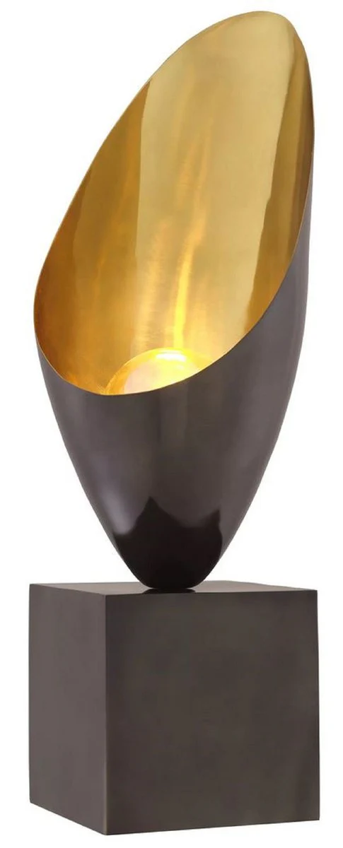 Casa Padrino lámpara de mesa de diseño de lujo bronce de cañón / oro / negro 30 x A. 70,5 cm - Elegante lámpara de escritorio con base de granito - Iluminación de lujo - Muebles de lujo