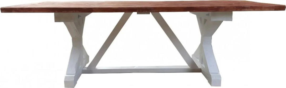 Casa Padrino Shabby Chic dining table white antique style / wood color 240 x 100 cm - country house style table - pine wood