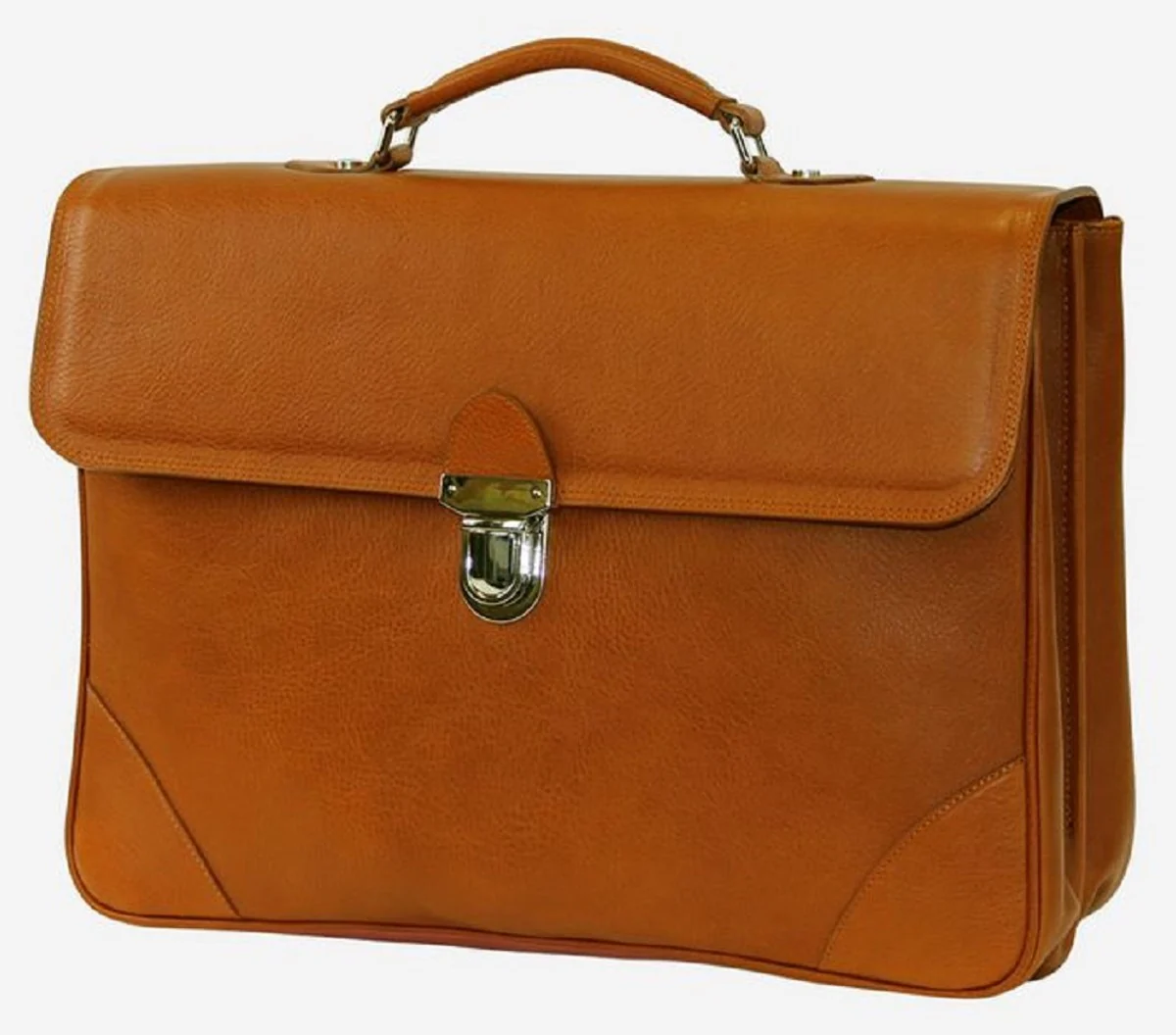 Casa Padrino malet¨ªn de cuero aut¨¦ntico de lujo marron claro / plata 42 x 16 x A. 29 cm - Malet¨ªn para port¨¢til de hombre hecho de cuero de alta calidad - Accesorios de Lujo para Hombre