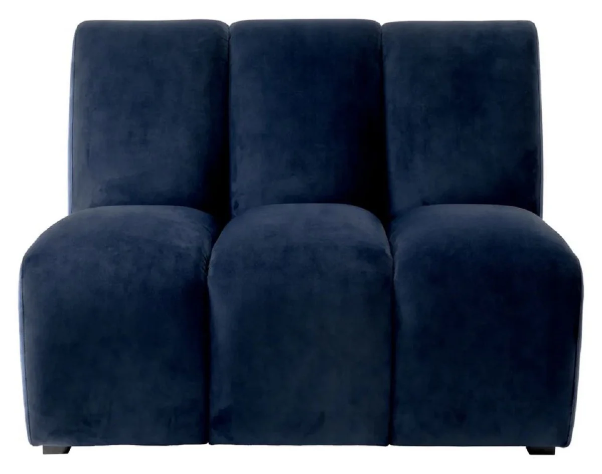 Casa Padrino elemento de sof¨¢ de terciopelo de lujo azul medianoche / negro 108,5 x 94,5 x A. 83 cm - Sof¨¢ de sal¨®n extensible - Muebles de sal¨®n - Muebles de lujo