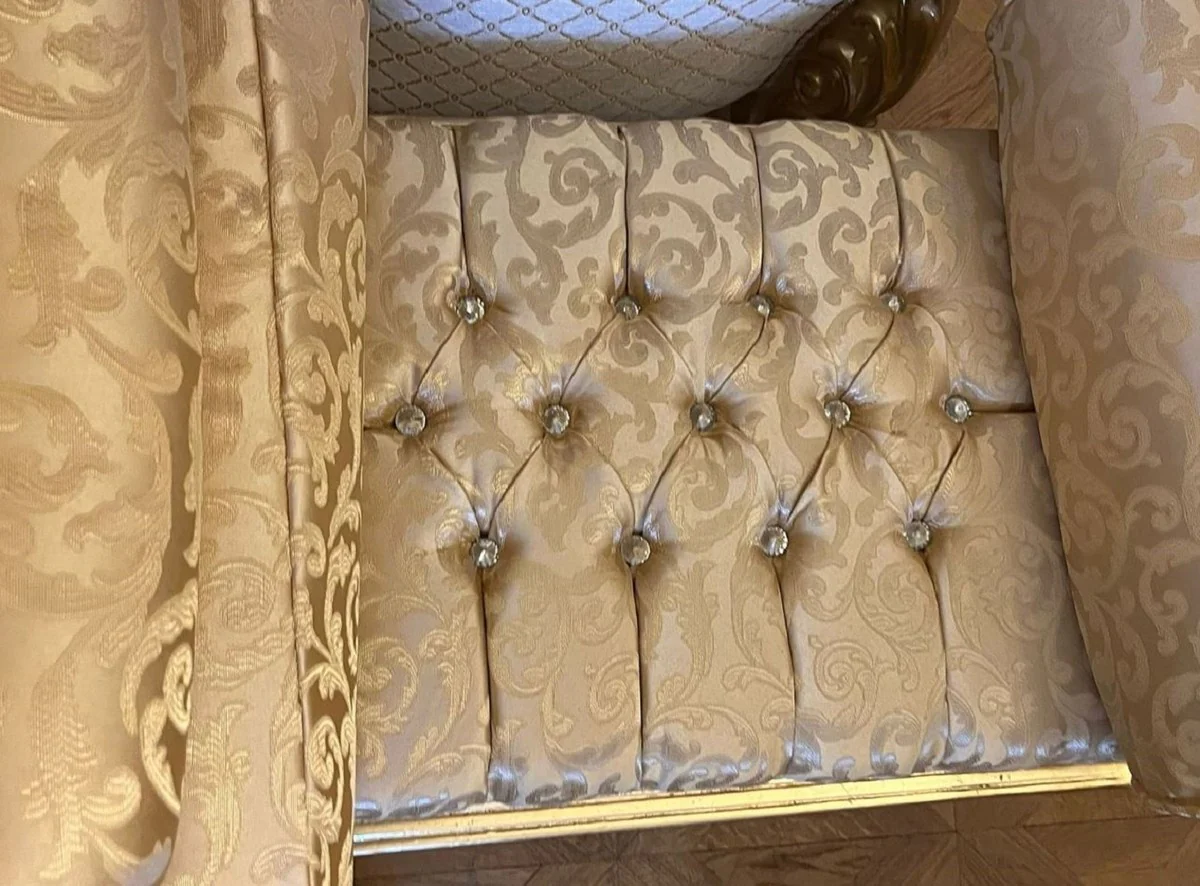 Casa Padrino taburete barroco con patr¨®n elegante y pedrer¨ªa oro - Taburete de estilo antiguo hecho a mano - Taburete de estilo barroco - Muebles de sal¨®n de estilo barroco - Muebles barrocos