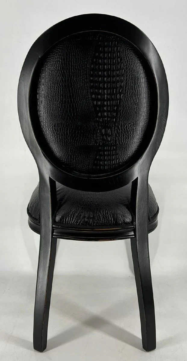 Casa Padrino silla de comedor barroco de cuero artificial negro - Muebles Barrocos