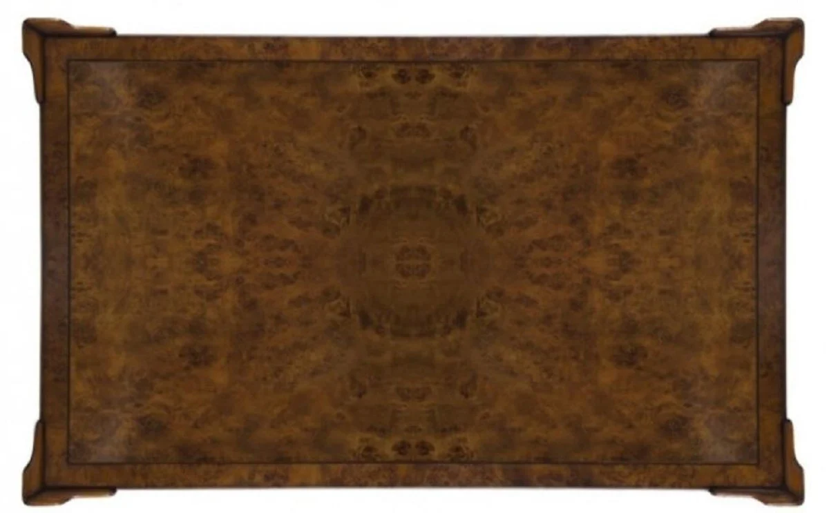 Casa Padrino Mesa de Centro Art Nouveau de Lujo de Marrón 125 x 81 x H. 48 cm - Mesa de la Sala con Ruedas y 2 Cajones