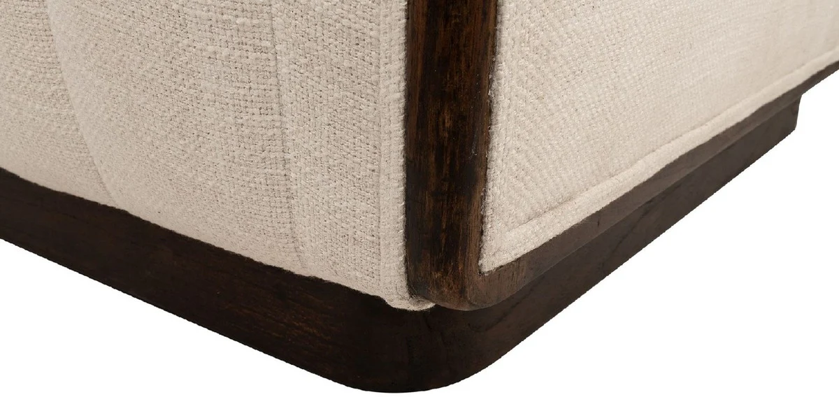 Casa Padrino sof¨¢ de lujo beige / marr¨®n oscuro 202 x 82,5 x A. 75,5 cm - Sof¨¢ de sal¨®n con fina madera de mindi y tejido de s¨¦samo - Muebles de Sal¨®n - Calidad de Lujo