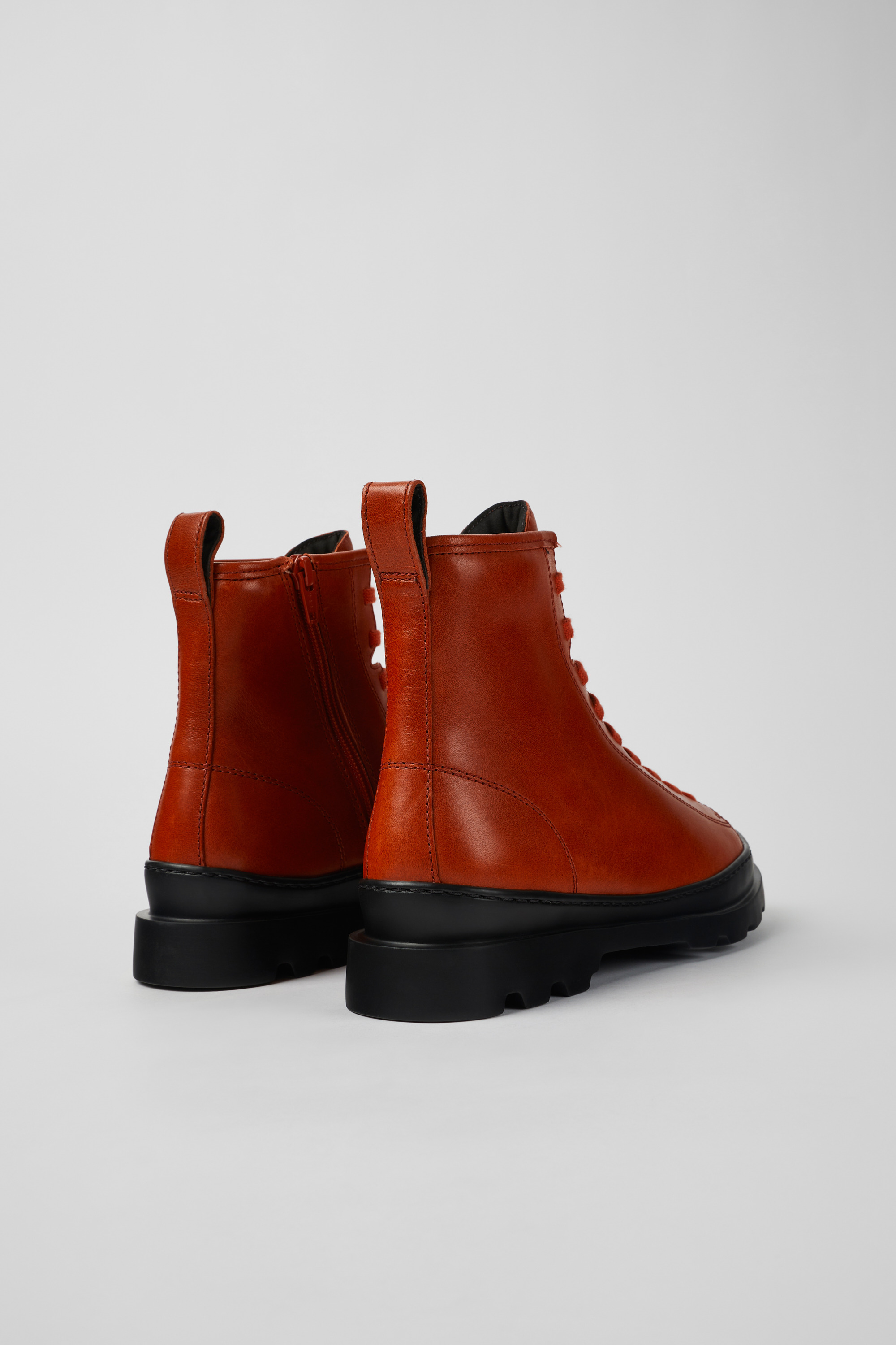 Brutus - Red leather lace-up boots for women