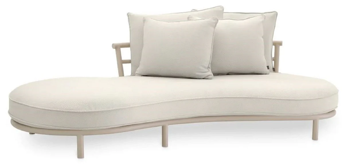 Casa Padrino sof¨¢ de exterior de jard¨ªn de lujo lado derecho blanco gris / arena 220 cm - Muebles de jard¨ªn de lujo