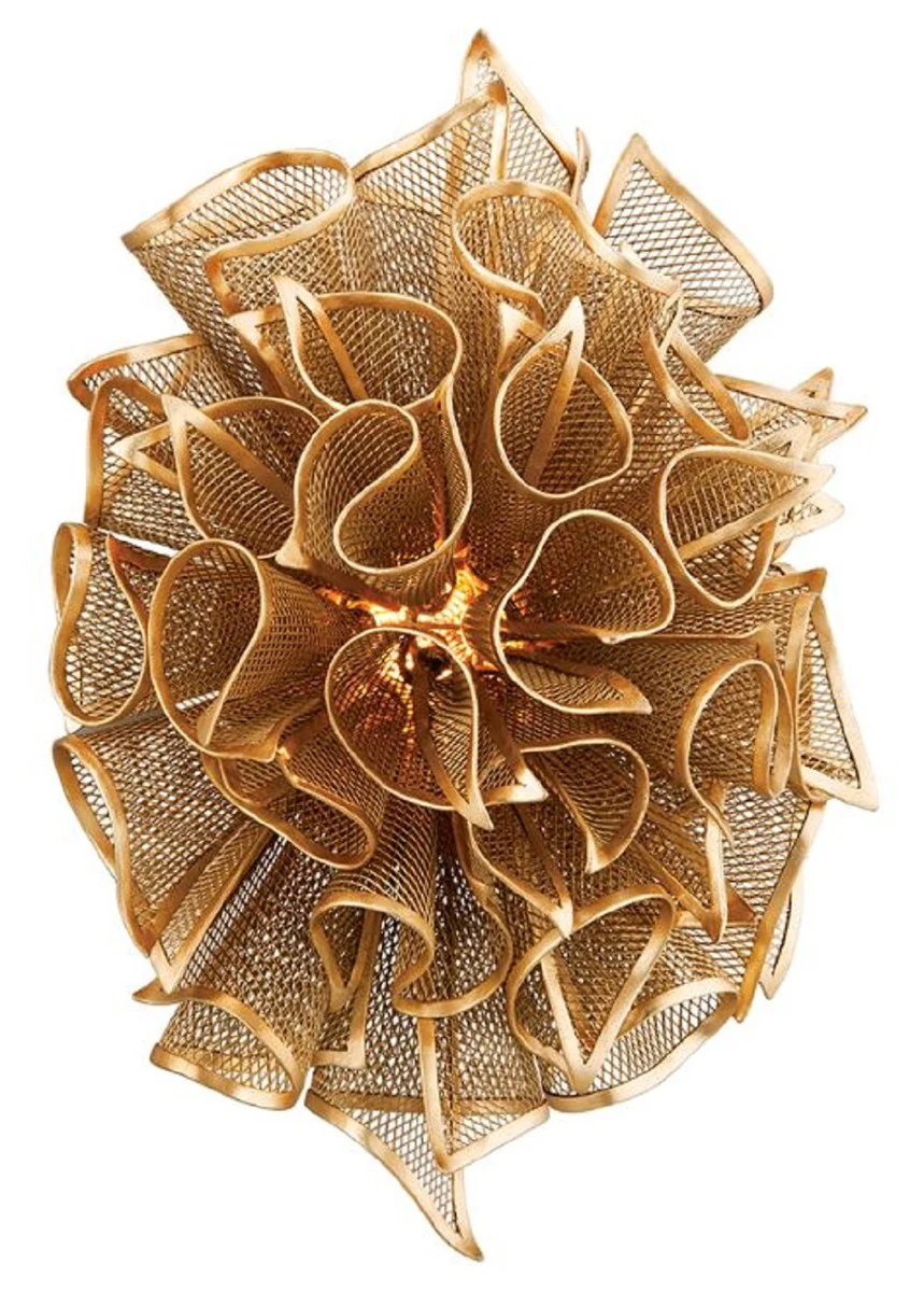 Casa Padrino lámpara de pared LED de diseño oro 30,5 x 20,3 x A. 45,7 cm - Elegante aplique de pared de salón - Colección de Lujo