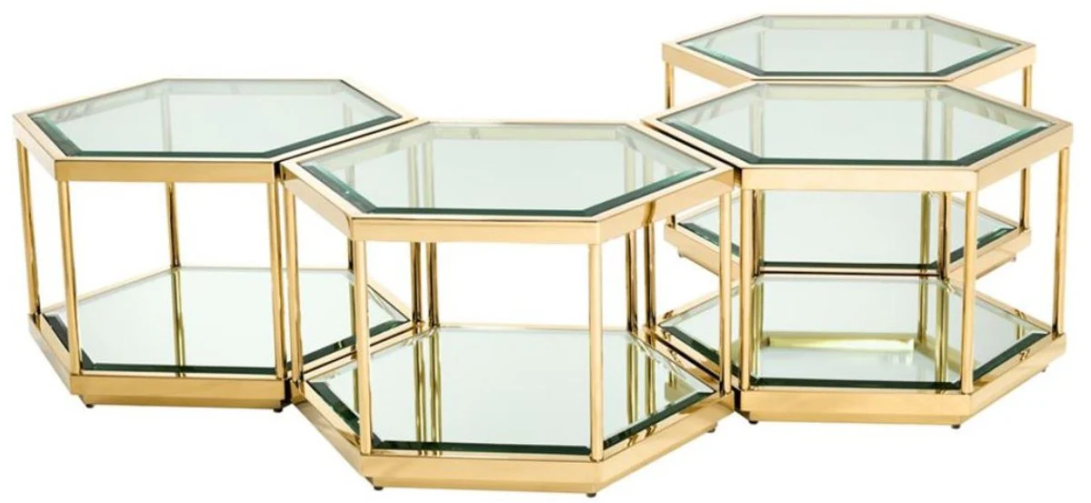 Casa Padrino mesa de centro / mesa de estar de lujo conjunto de 4 oro 60 x 52 x H. 36 cm - Muebles de Sala