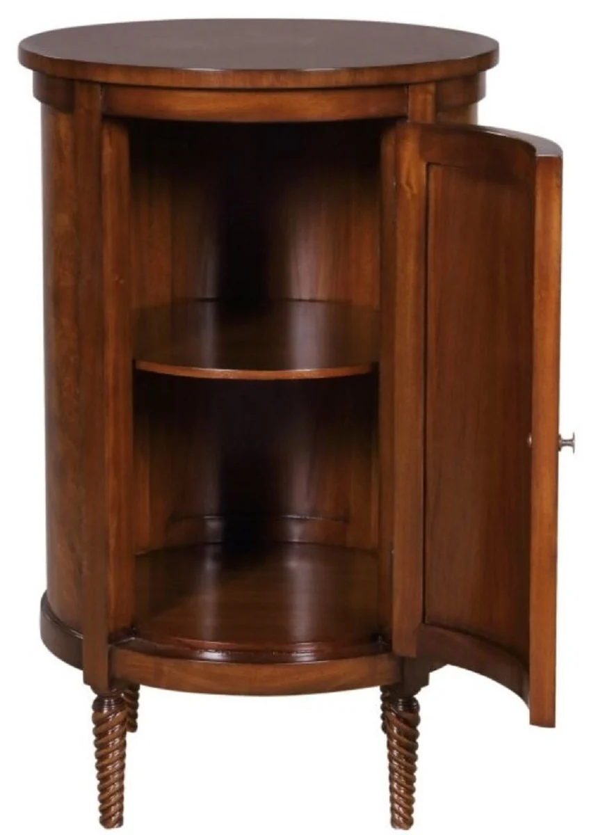 Casa Padrino cómoda Art Nouveau de lujo marrón claro / marrón Ø 57 x H. 82 cm - Pequeño Gabinete Redondo con 2 Puertas
