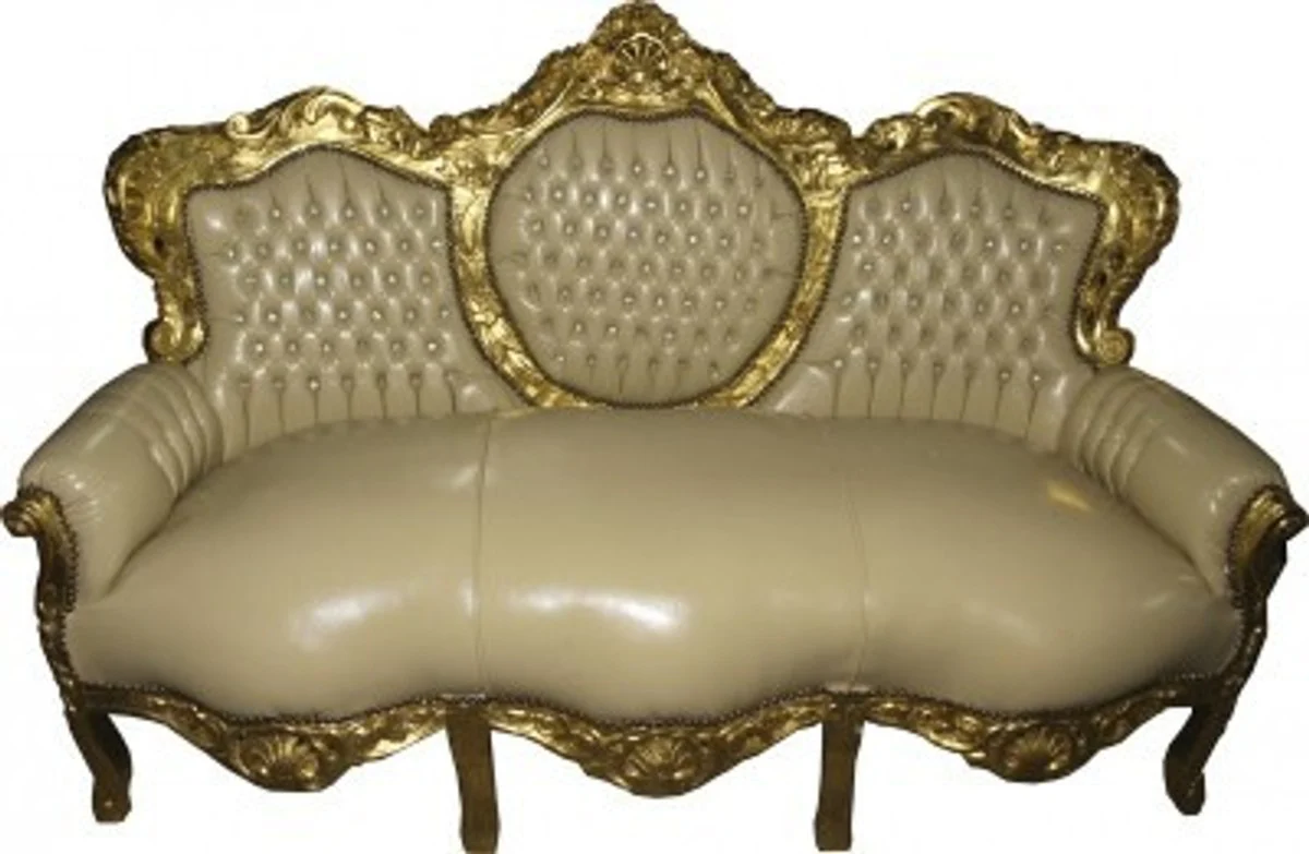 Baroque Lounge Master cream leather look / Gold with Bling Bling Stones