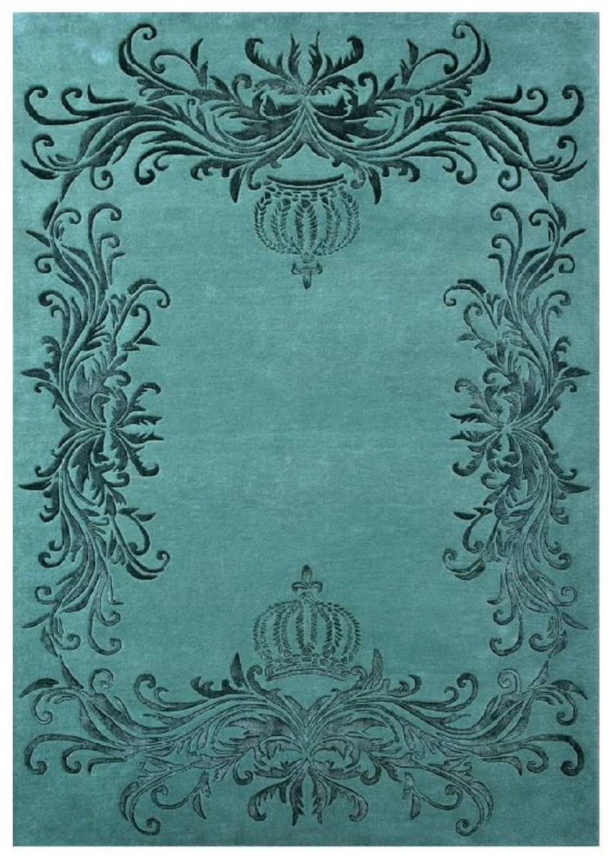 Pomp??s de Casa Padrino alfombra barroco de lujo corona de Harald Gl??ckler verde 200 x 300 cm