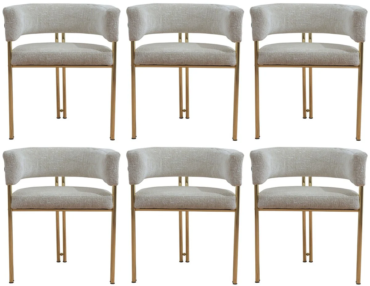 Casa Padrino conjunto de 6 sillas de comedor de lujo con reposabrazos gris / oro A. 74 cm