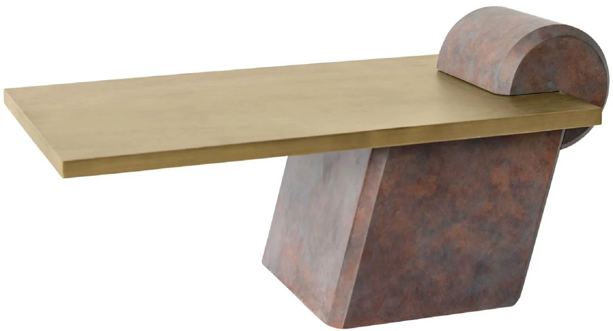 Casa Padrino mesa de centro de dise?o lat¨®n / cobre antiguo 115 x 60 x A. 53 cm - Mesa de sal¨®n de hormig¨®n reforzado con fibra de vidrio - Calidad de Lujo