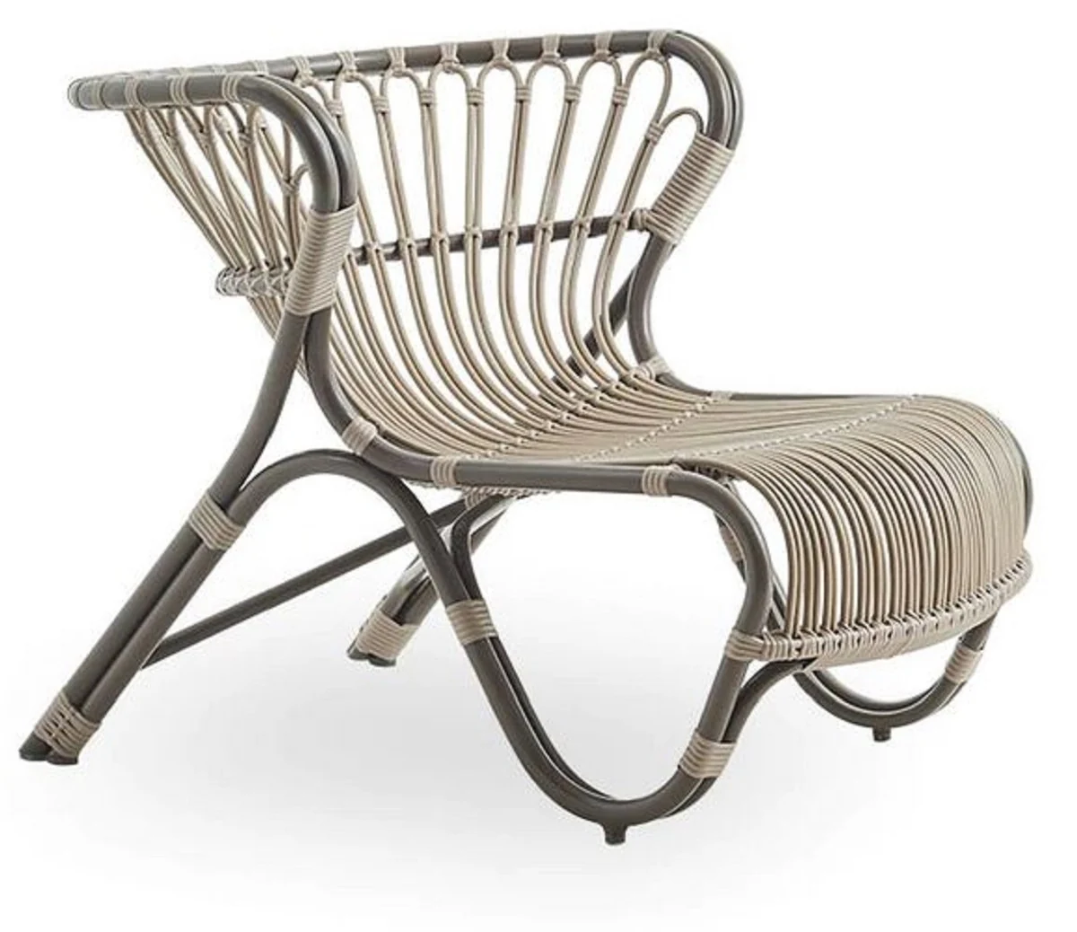 Casa Padrino sillón de jardín de lujo moca / beige 79 x 92 x A. 68 cm - Sillón de jardín y terraza resistente a la intemperie - Muebles de Jardín y Terraza - Calidad de Lujo