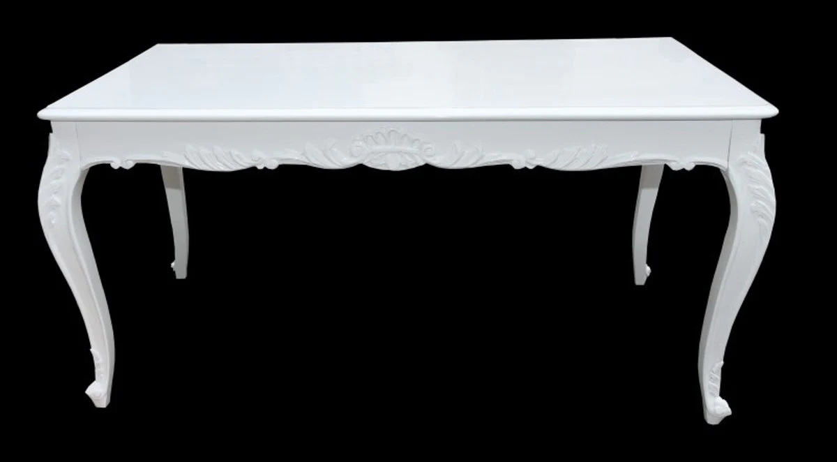 Casa Padrino baroque dining table glossy white 140 cm