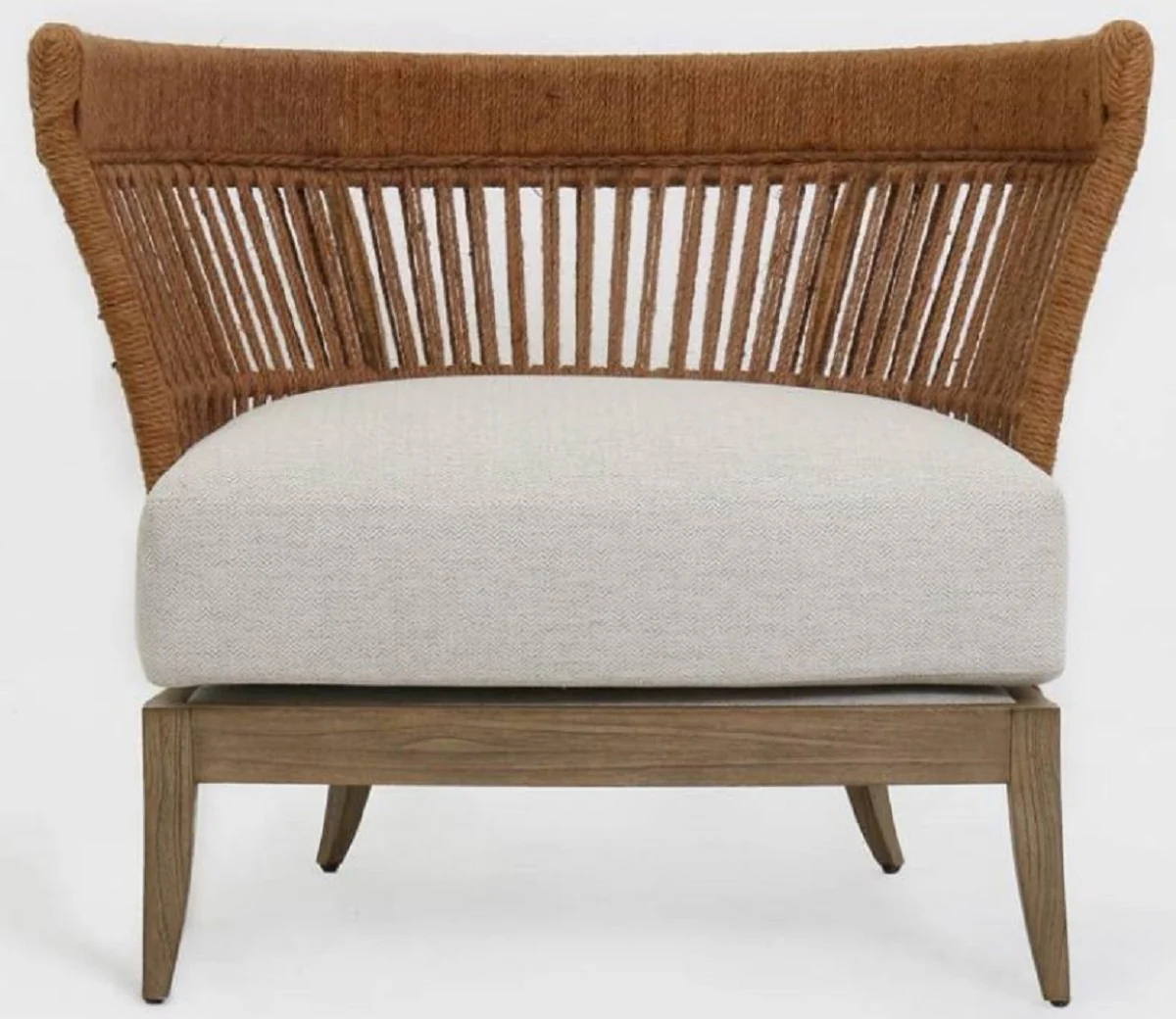 Casa Padrino sill¨®n de lujo marr¨®n / gris claro 88 x 74 x A. 75 cm - Sill¨®n de sal¨®n de madera maciza - Muebles de Sal¨®n - Muebles de Lujo