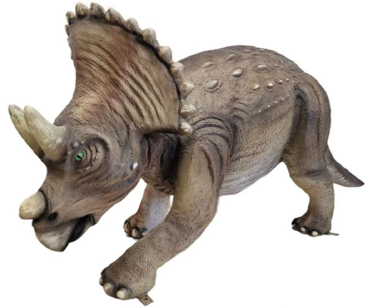 Casa Padrino escultura decorativa de lujo dinosaurio triceratops marr¨®n 213 x 73 x A. 93 cm - Escultura de jard¨ªn enorme - Escultura tama?o natural - Escultura decorativa XXL - Figura XXL