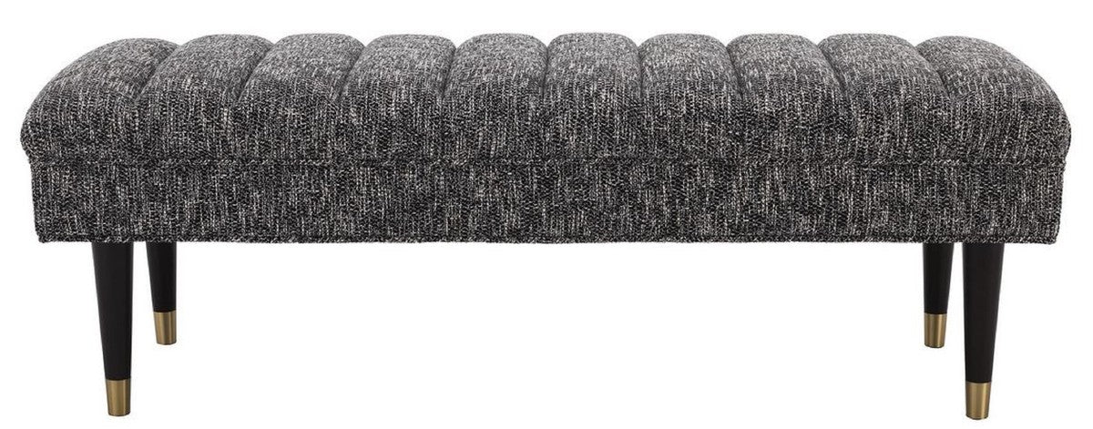 Casa Padrino banco de lujo negro / lat¨®n 134 x 50 x A. 45 cm - Banco tapizado de madera maciza - Muebles de Sala de Estar - Muebles de Hotel - Colecci¨®n de Lujo