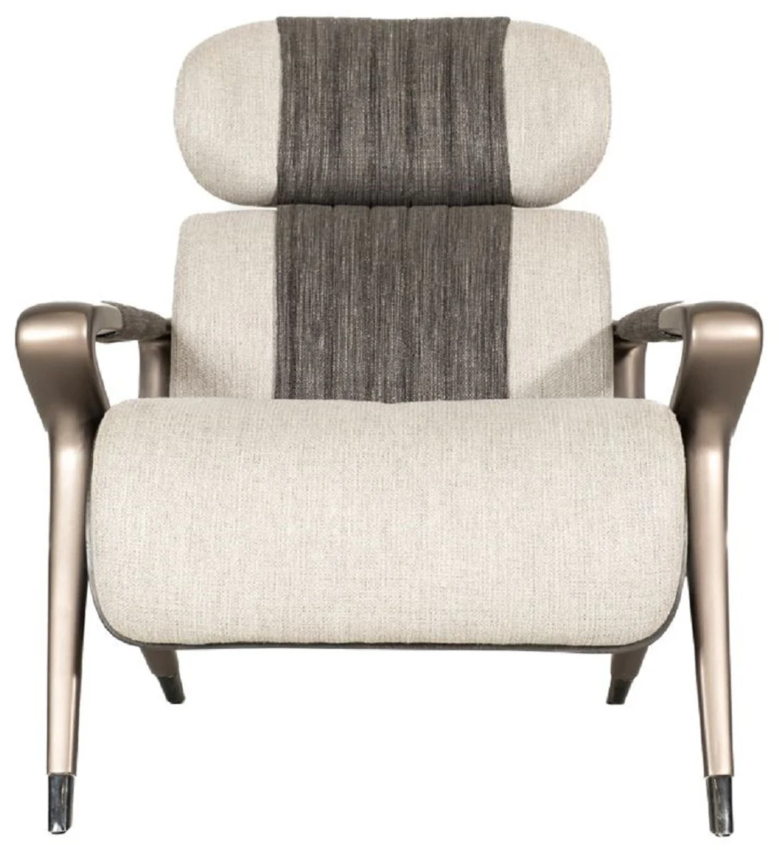 Casa Padrino sill¨®n de dise?o de lujo gris / negro / marr¨®n oscuro / bronce 80 x 90 x A. 89 cm - Sill¨®n de sal¨®n - Sill¨®n de hotel - Muebles de sal¨®n - Muebles de hotel - Muebles de lujo