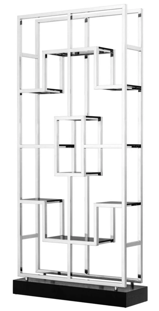 Casa Padrino Luxury Living Room Shelf Cabinet Silver / Black 108 x 29 x H. 240 cm - Luxury Furniture