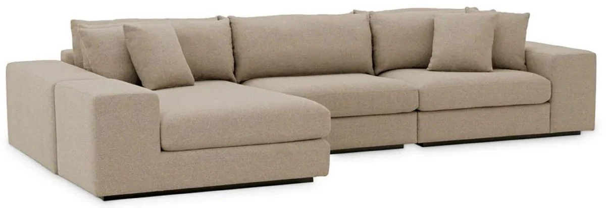 Casa Padrino sof¨¢ esquinero de lujo con cojines gris / negro 380 x 200 x A. 90 cm - Sof¨¢ de sal¨®n - Sof¨¢ de hotel - Muebles de sal¨®n - Muebles de hotel - Muebles de lujo - Calidad de lujo