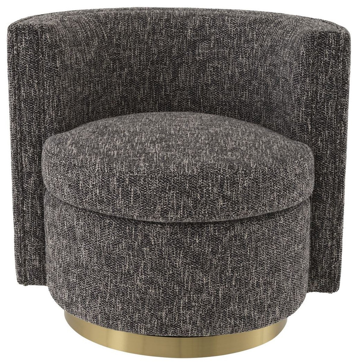 Casa Padrino sill¨®n giratorio de lujo negro / oro mate 80 x 73 x A. 71,5 cm - Sill¨®n de sal¨®n tapizado - Muebles de Lujo