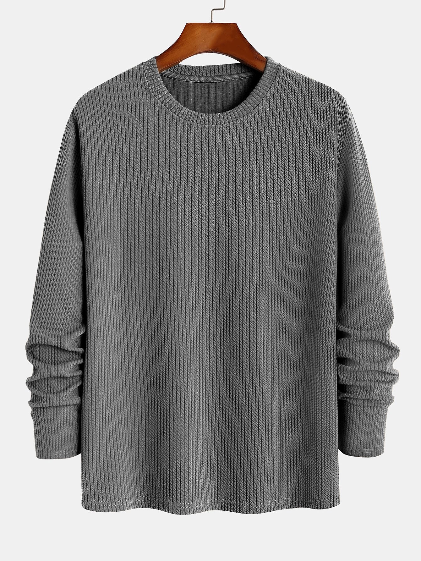 Long Sleeved Muscle Fit Ribbed T-Shirt