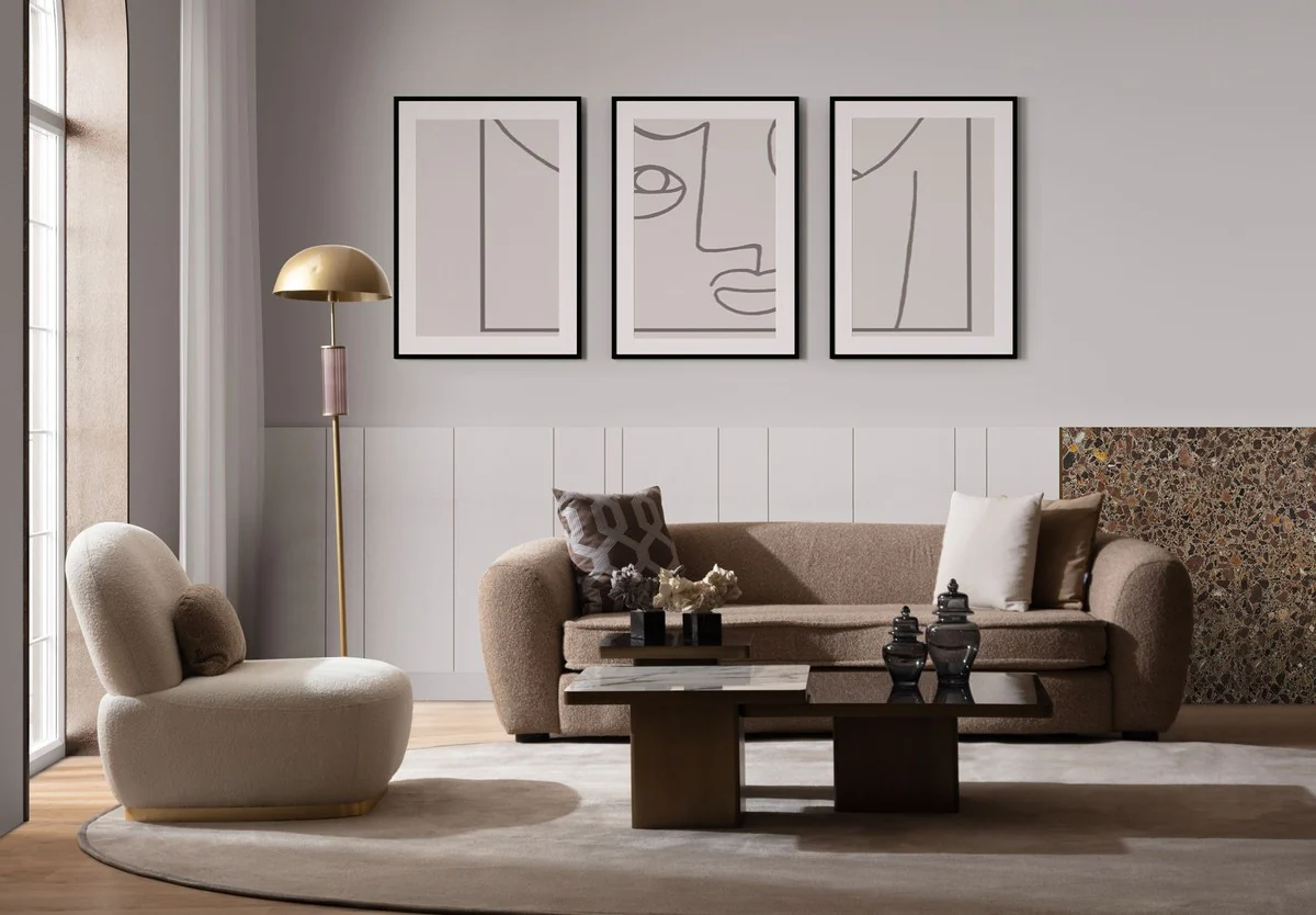 Casa Padrino sof¨¢ de lujo marr¨®n / negro 250 x 106 x A. 72 cm - Sof¨¢ de sal¨®n - Sof¨¢ de hotel - Muebles de sal¨®n - Interiores de sal¨®n - Muebles de hotel - Muebles de lujo - Interiores de lujo