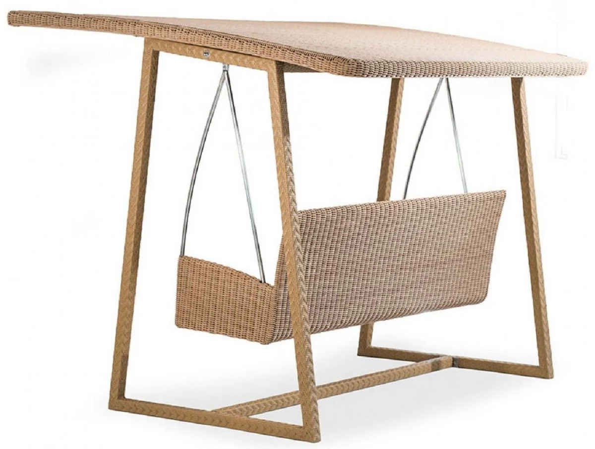 Casa Padrino columpio de jard¨ªn de lujo natural 226 x 190 x A. 181 cm - Columpio de Hollywood resistente a la intemperie con toldo para el sol - Muebles de jard¨ªn - Muebles de jard¨ªn - Calidad de Lujo