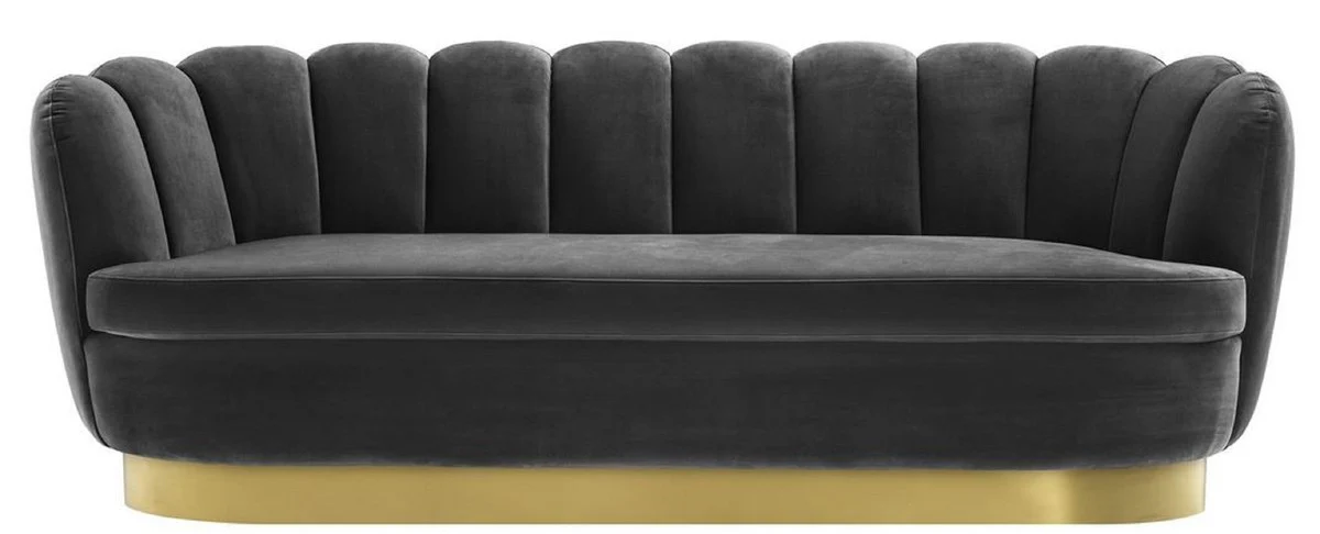 Casa Padrino sof¨¢ de terciopelo de lujo gris oscuro / lat¨®n 225 x 90 x H. 80 cm - Sof¨¢ de Sal¨®n - Calidad de Lujo