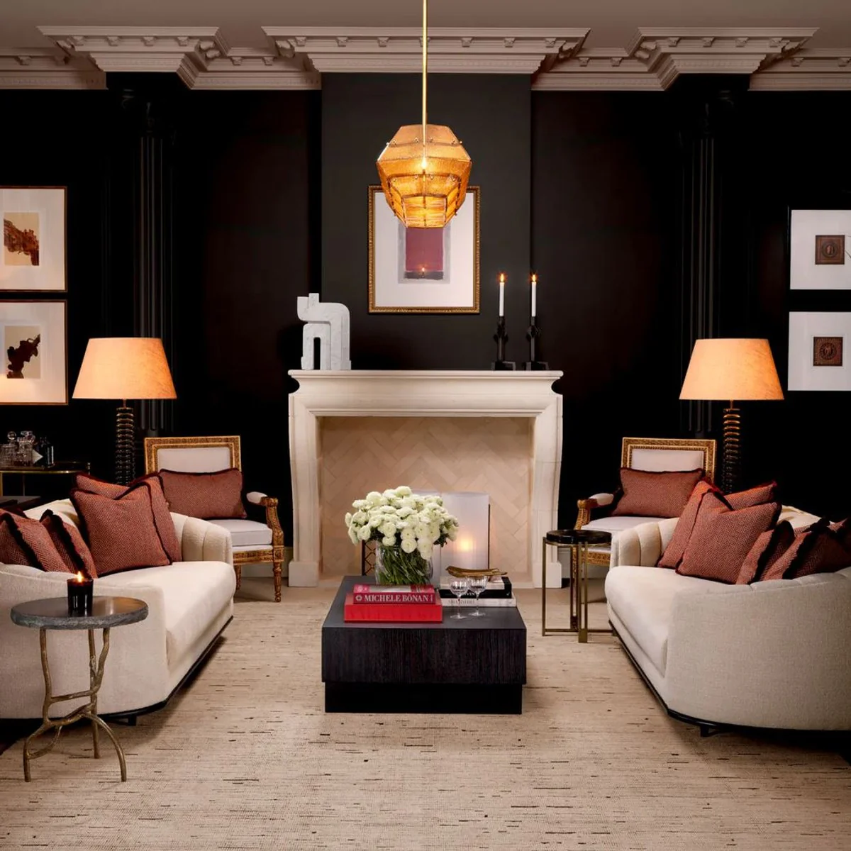 Casa Padrino lámpara de pie de lujo negro / crema Ø 55 x A. 160 cm - Lámpara de pie de madera maciza con pantalla redonda - Lámparas de pie de lujo - Lámparas de lujo - Interior de lujo