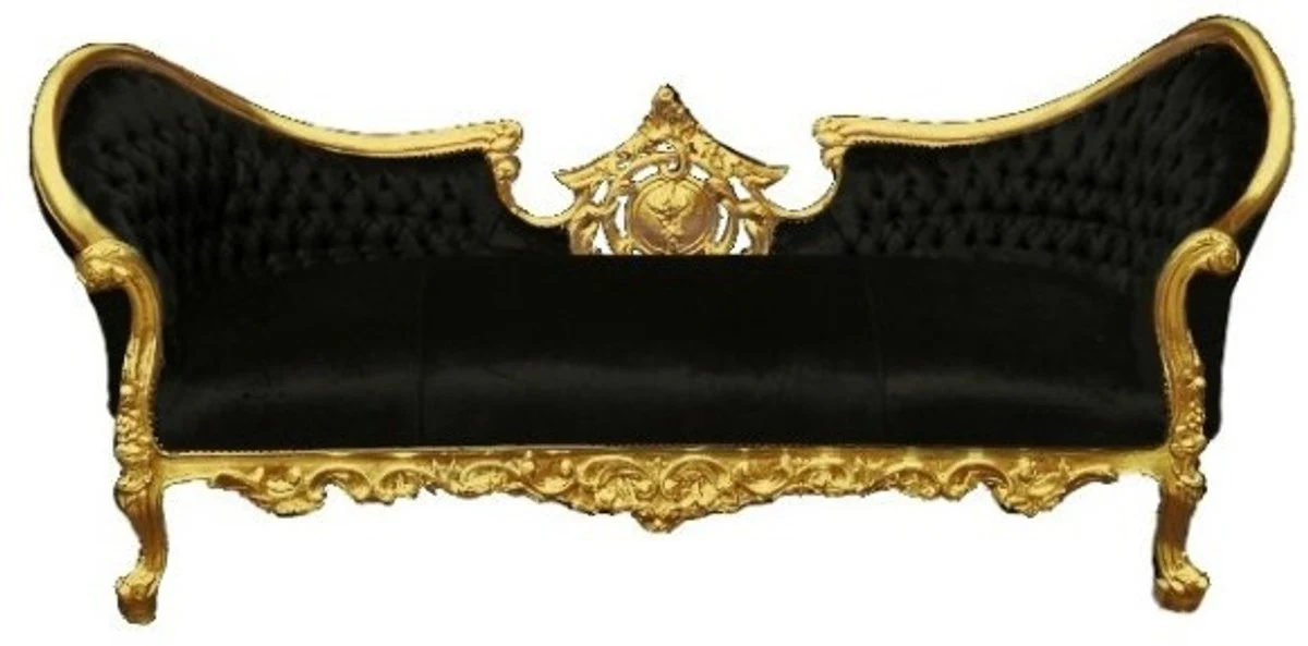 Casa Padrino Baroque sofa Vampire Black / Gold - Limited Edition - Lounge Couch