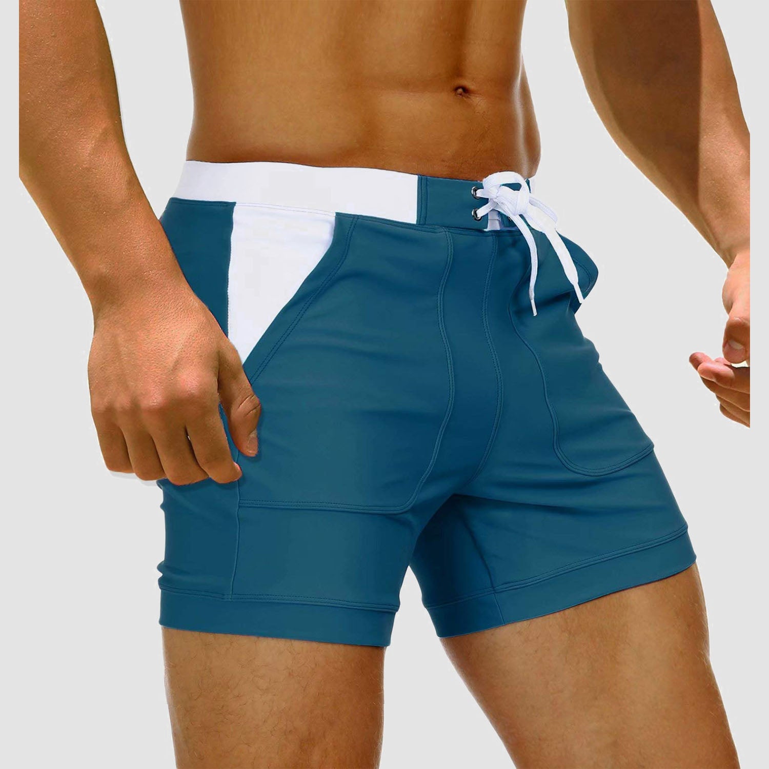Men's Swim Trunks Square Leg with Pockets Mesh Lining Beach Shorts Underwear
