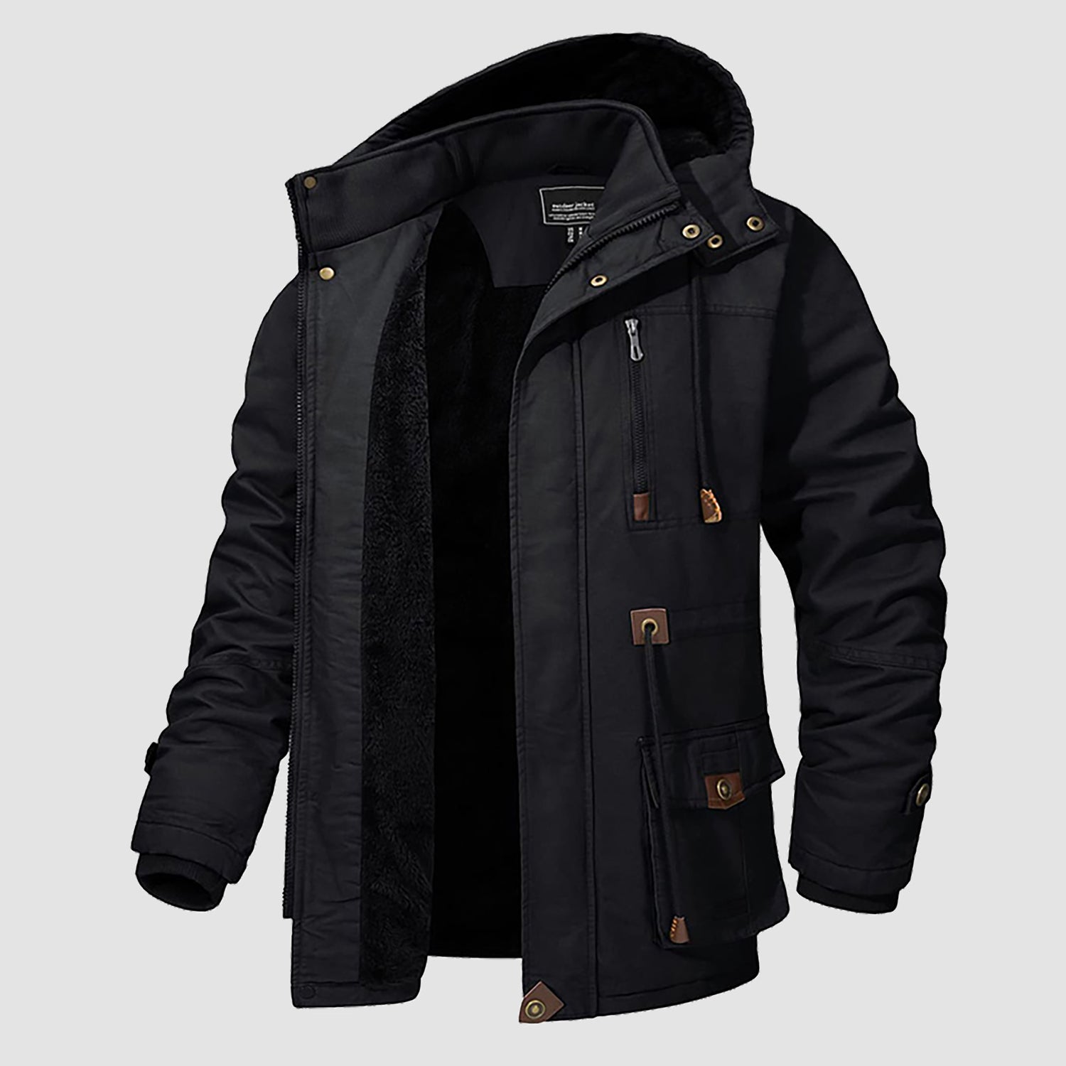 Men Parka Jacket Cotton Cargo Military Army Coat Winter Thick Fleece Warm Overcoat