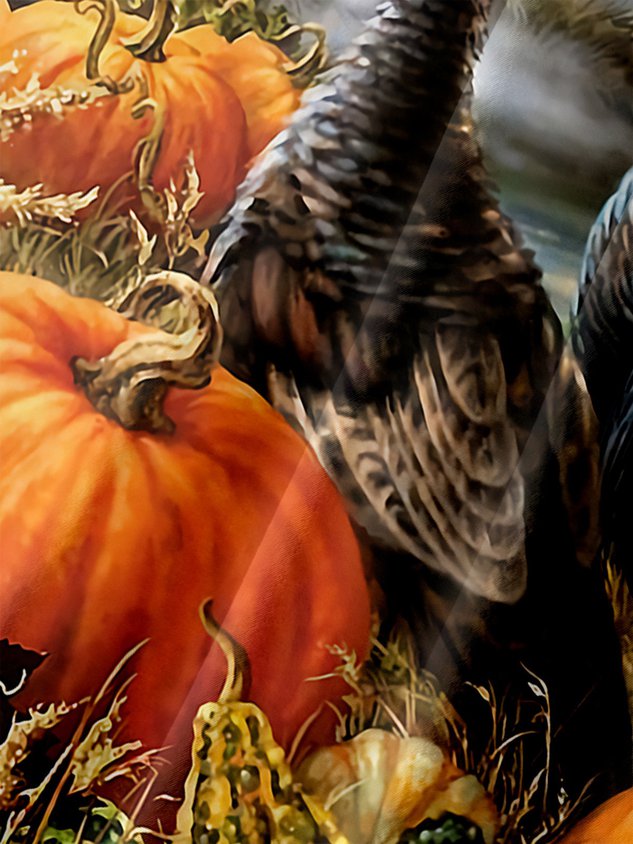 Men's Thanksgiving Turkey Print Casual Short Sleeve Hawaiian Shirt with Breast Pocket