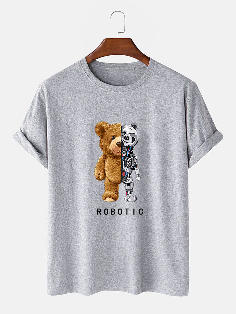 Robot Bear Print T-Shirt & Shorts
