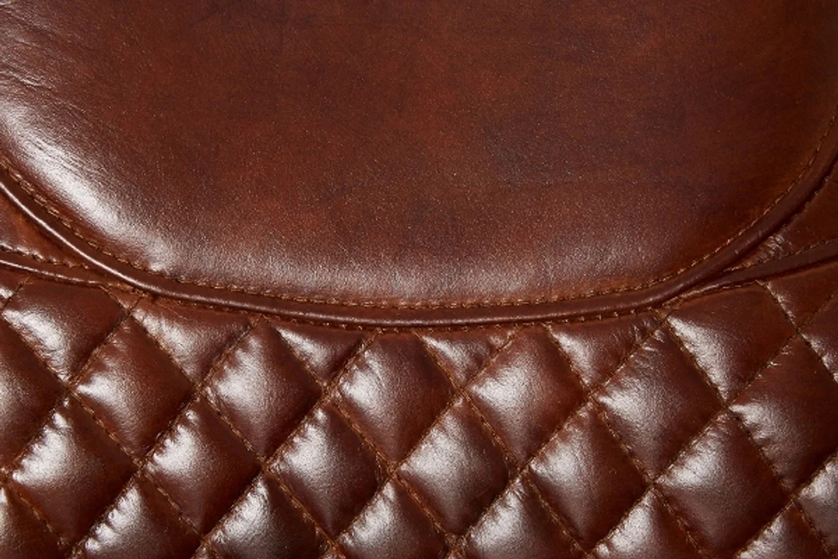 Casa Padrino Luxury Art Deco Genuine Leather Armchair Dark Brown 79 x 85 x H. 85 cm - Luxury Collection