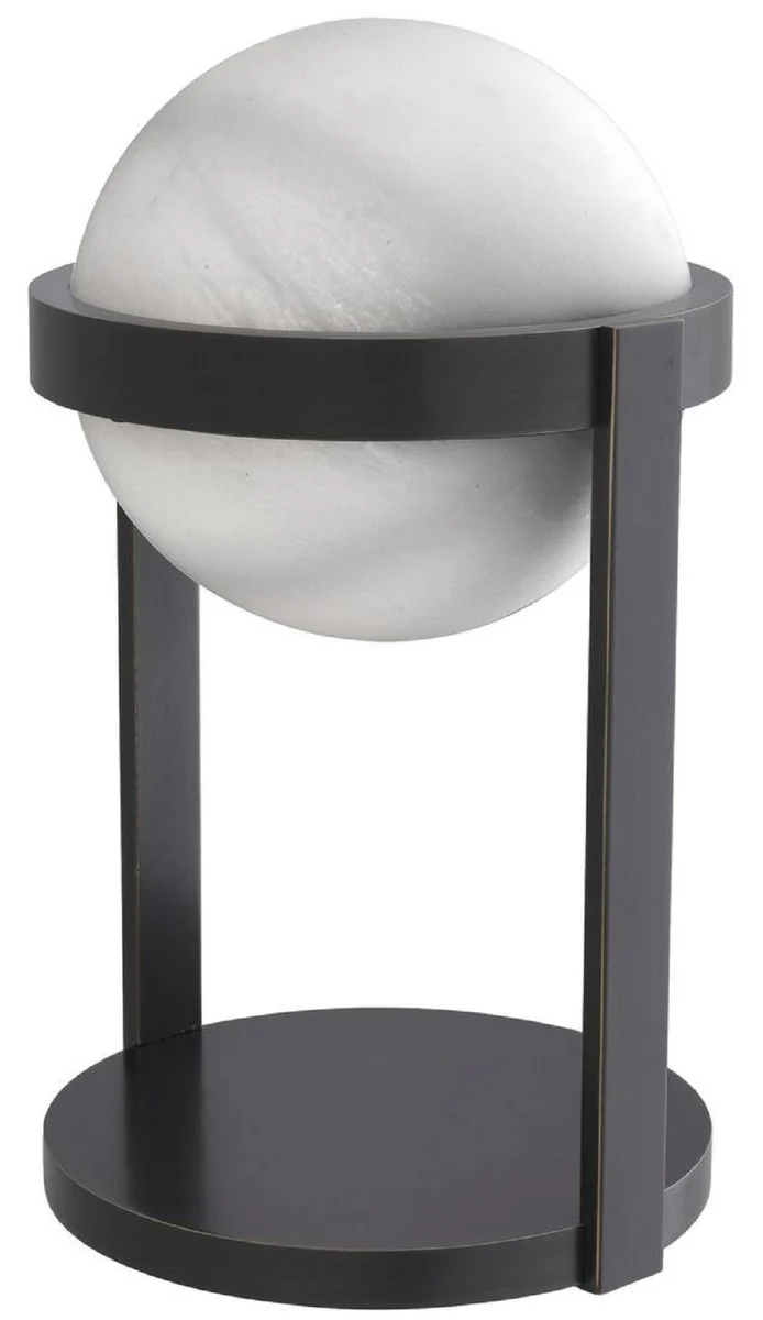 Casa Padrino lámpara de mesa de lujo bronce / blanco Ø 22 x A. 38 cm - Lámpara de escritorio con pantalla redonda de vidrio - Luces de Lujo