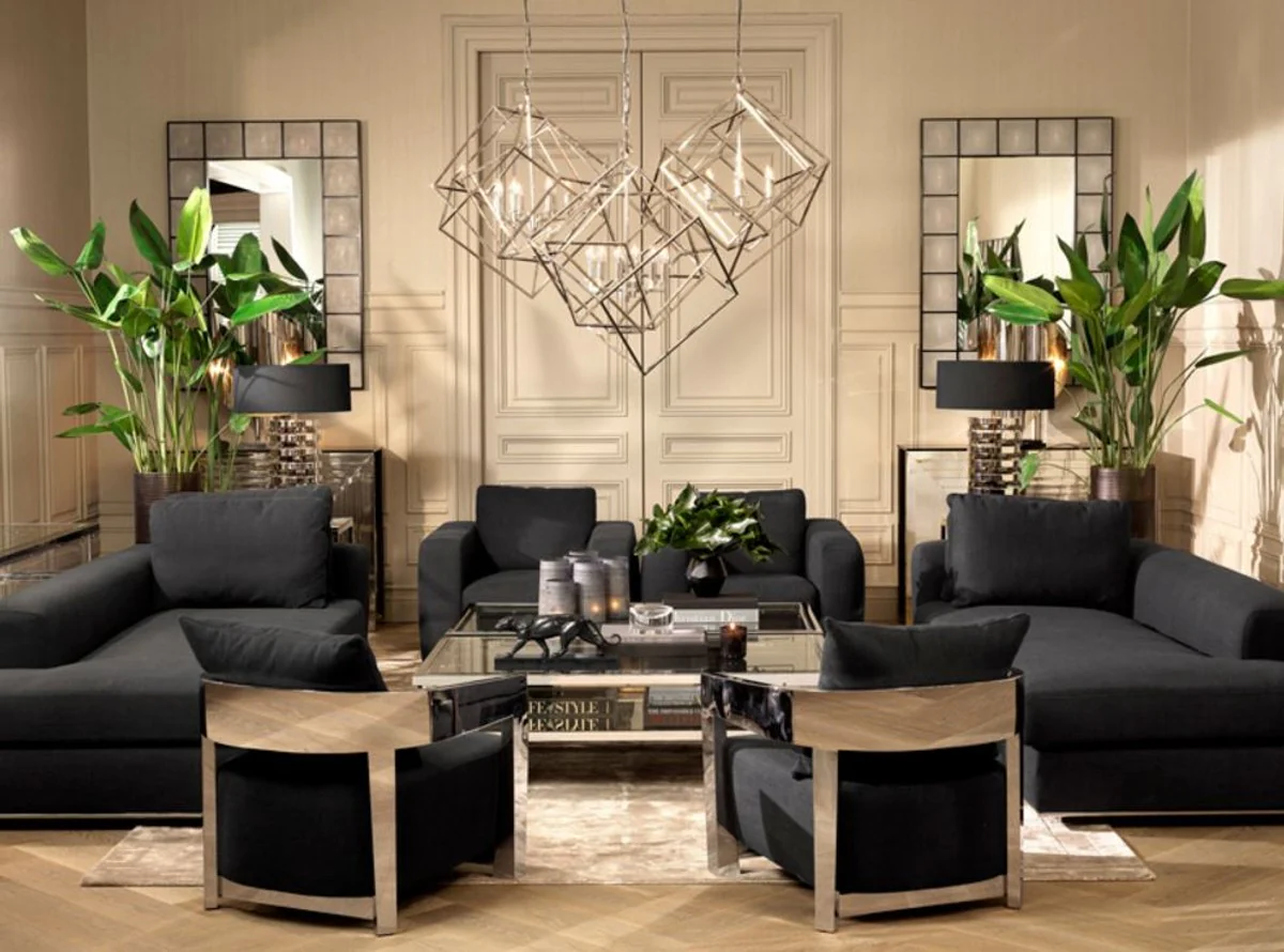 Sofá de diseño Casa Padrino negro lado izquierdo 231 x 101 x 85 cm H. - muebles de sala de lujo