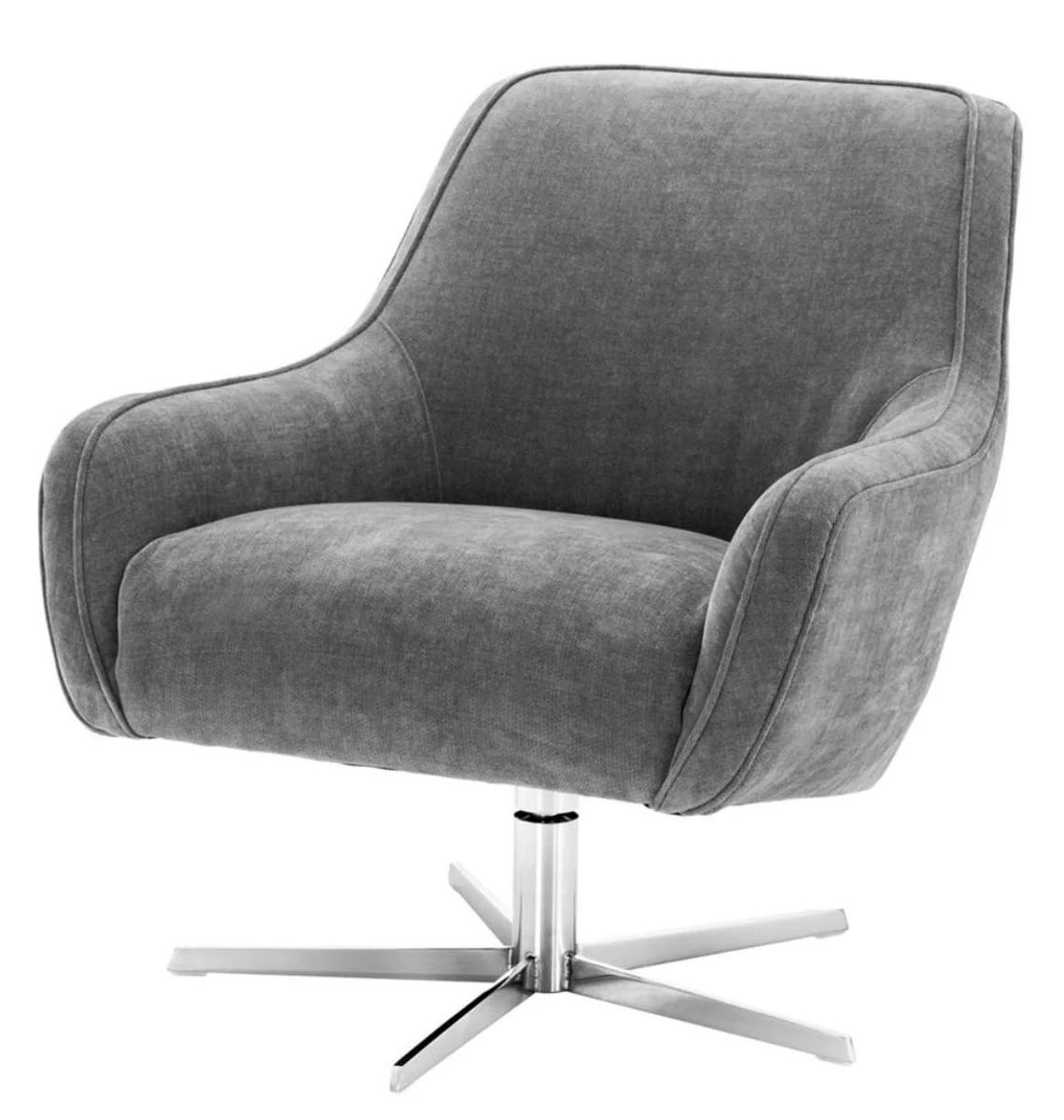 Casa Padrino sillón giratorio gris / plateado 76 x 80 x H. 82 cm - Muebles de Lujo