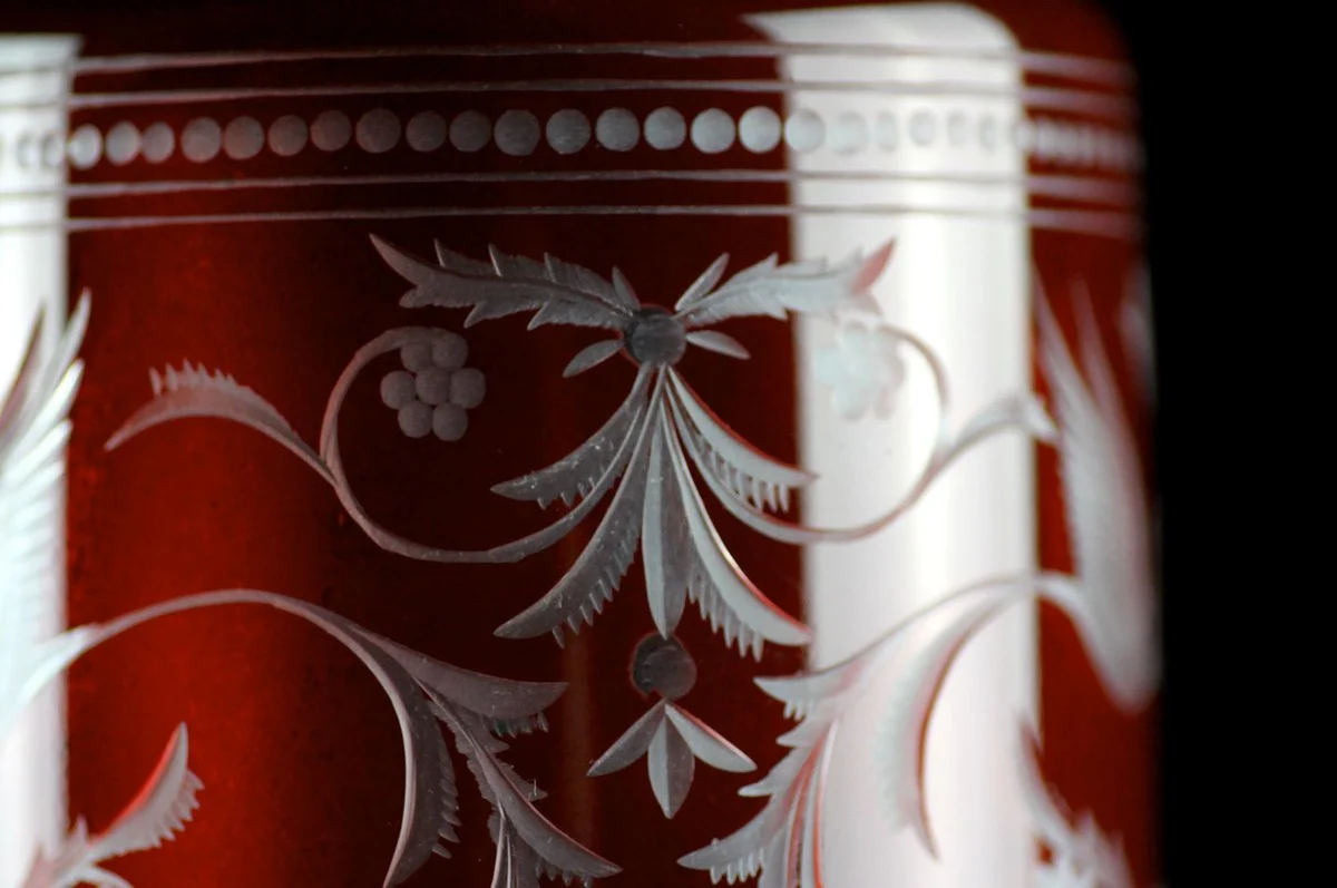 Casa Padrino jarra de whisky de lujo rojo / plata ? 12,5 x A. 20 cm - Jarra de vidrio soplada y grabada a mano - Accesorios para Hoteles y Restaurantes - Calidad de Lujo