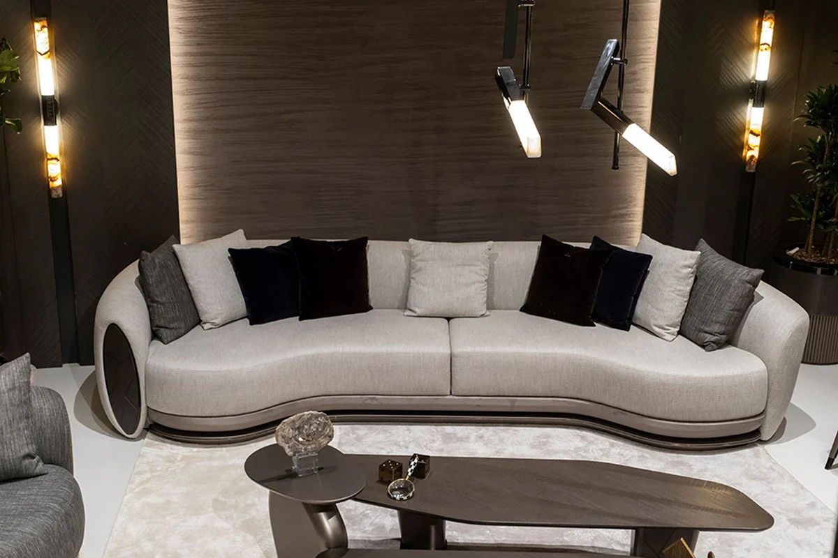 Casa Padrino sof¨¢ de lujo gris / marr¨®n oscuro / bronce 370 x 103 x A. 76 cm - Sof¨¢ de sal¨®n - Sof¨¢ de hotel - Muebles de sal¨®n - Muebles de hotel - Muebles de lujo - Colecci¨®n de lujo