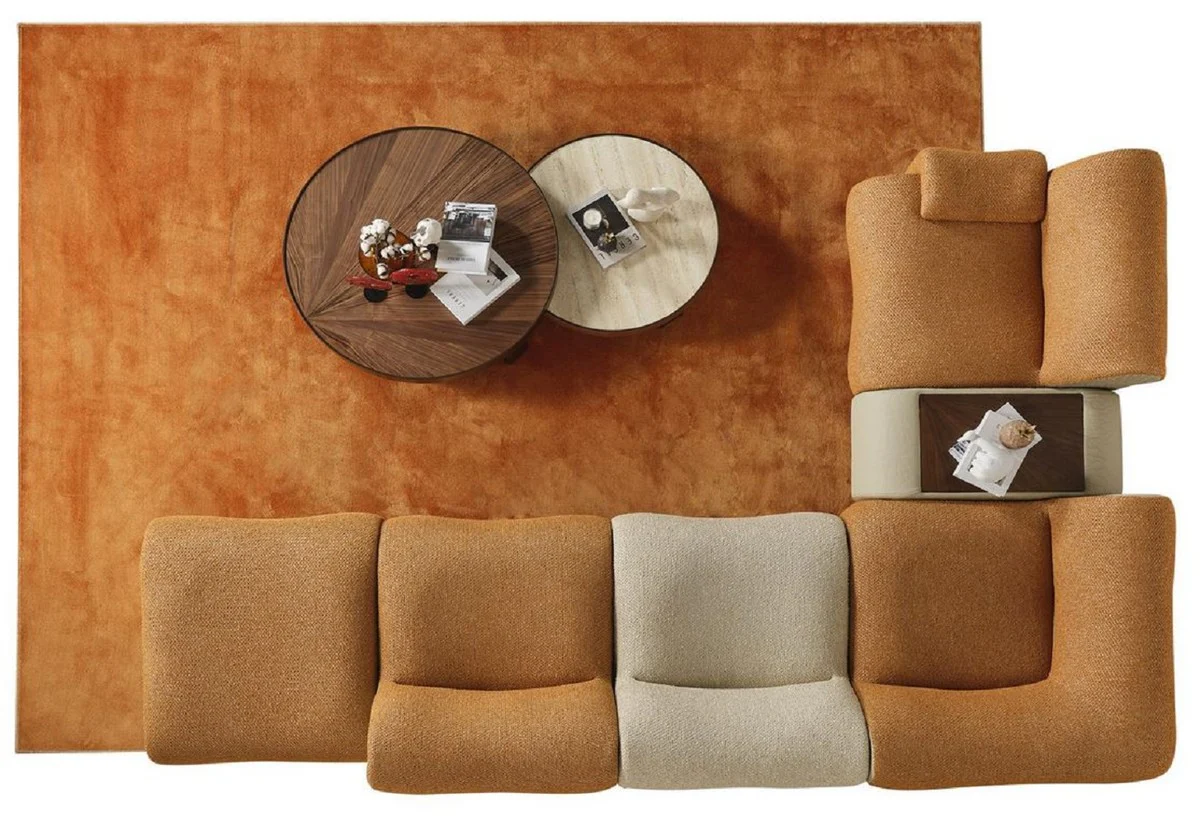 Casa Padrino sof¨¢ esquinero de lujo marr¨®n / crema / gris 340 x 232 x A. 72 cm - Sof¨¢ modular de sal¨®n de 6 piezas - Sof¨¢ de hotel - Muebles de sal¨®n - Muebles de hotel - Muebles de lujo