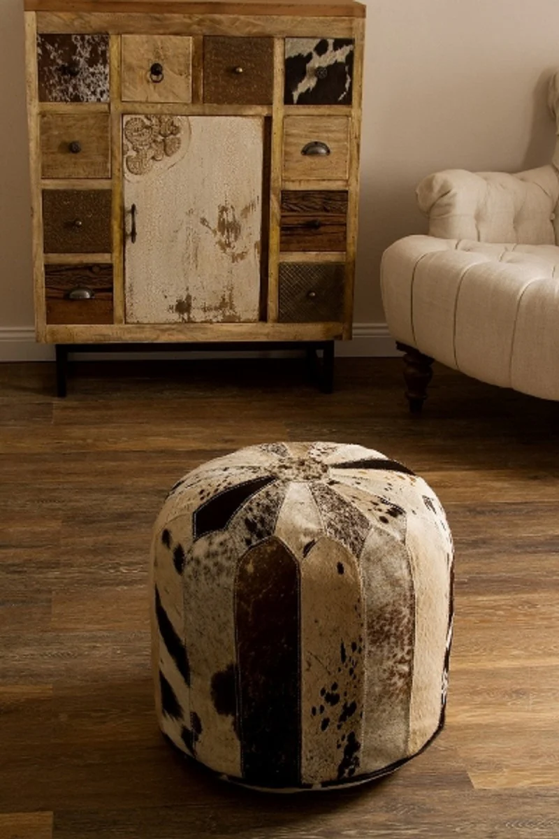 Casa Padrino taburete del asiento de piel de lujo multicolor 44 x 44 x H. 44 cm - Colecci¨®n de Lujo