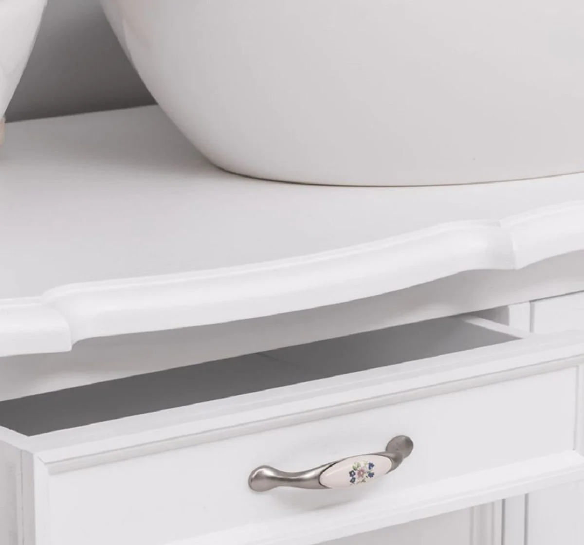 Casa Padrino armario de lavabo doble de madera maciza de estilo campestre blanco 150 cm - Muebles de baño de estilo campestre