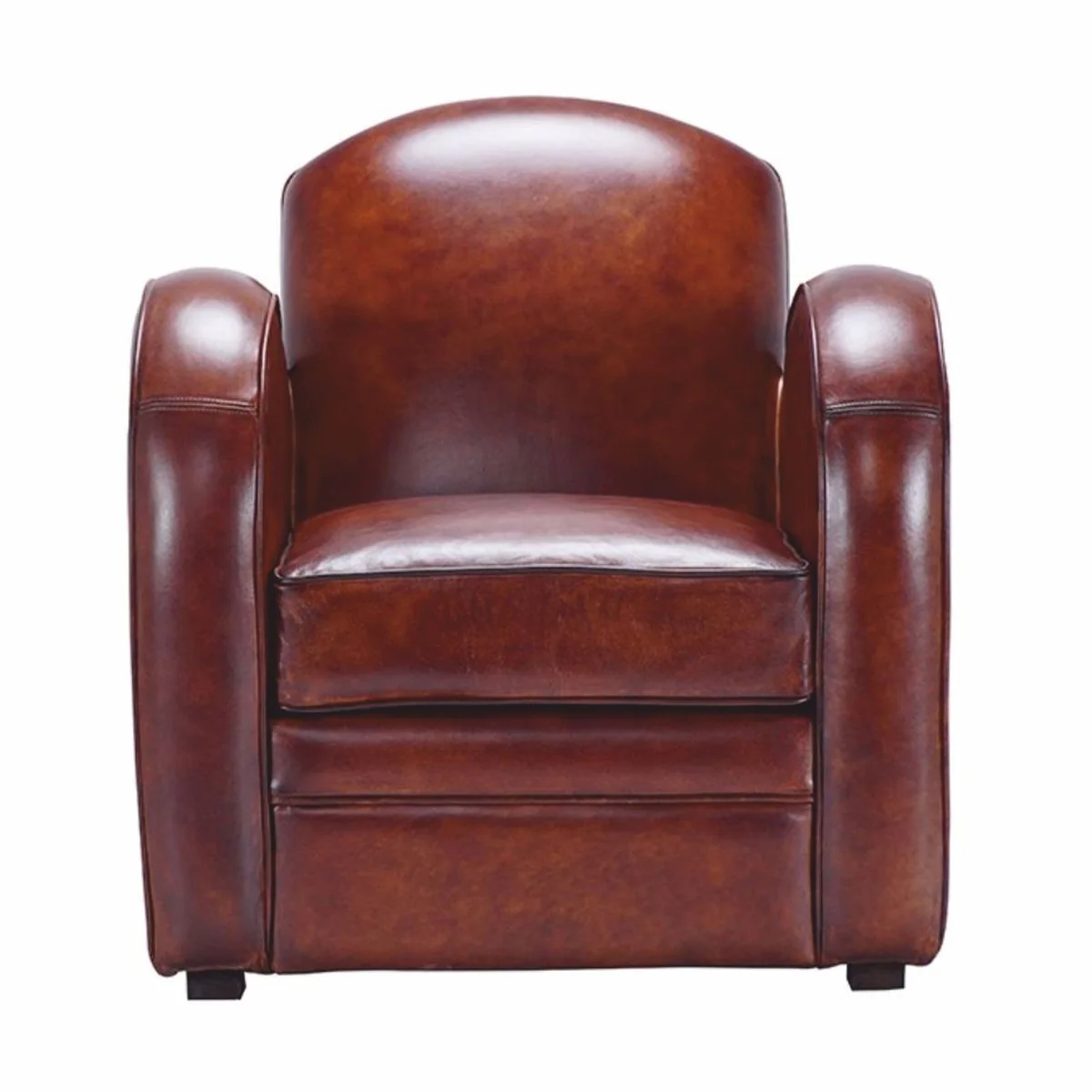 Casa Padrino sill¨®n de lujo de cuero genuino marr¨®n / negro - Muebles de cuero genuino