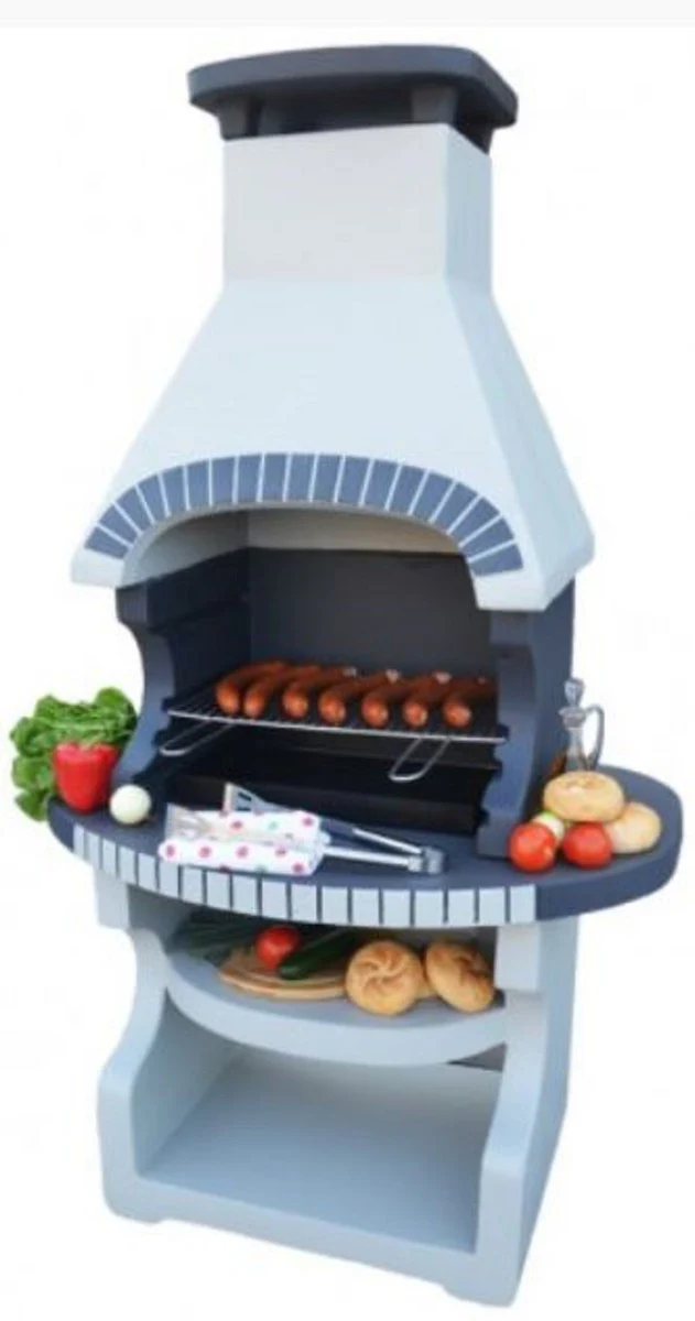 Casa Padrino barbacoa de jard¨ªn de lujo gris claro / gris 98 x 62 x A. 170 cm - Chimenea de hormig¨®n - Accesorios de jard¨ªn de lujo